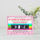 80's Retro Pink Neon Label Cassette Birthday Party Kaart (Staand voorkant)