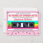 80's Retro Pink Neon Label Cassette Birthday Party Kaart (Voorkant)