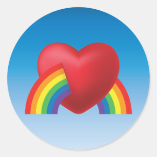 80's Retro Puffy Heart en Rainbow Sticker