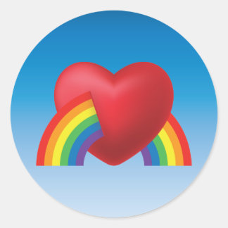 80's Retro Puffy Heart en Rainbow Sticker