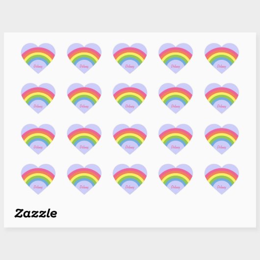 80's Retro Rainbow Heart Naam Stickers (Vel)