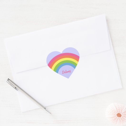 80's Retro Rainbow Heart Naam Stickers (Envelop)
