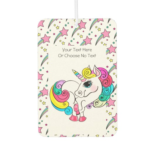 80s Retro Rainbow Stars White Unicorn Luchtverfrisser (Voorkant)