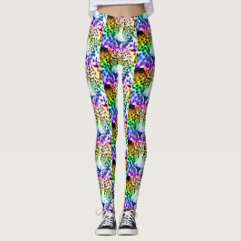 80s Retro Regenboog Luipaard Leggings