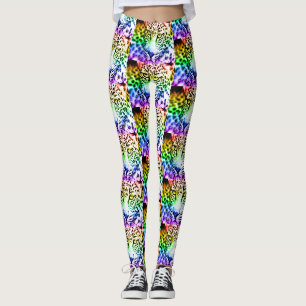 80s Retro Regenboog Luipaard Leggings