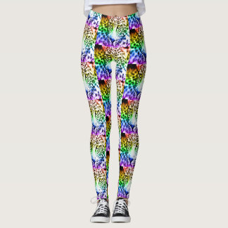 80s Retro Regenboog Luipaard Leggings