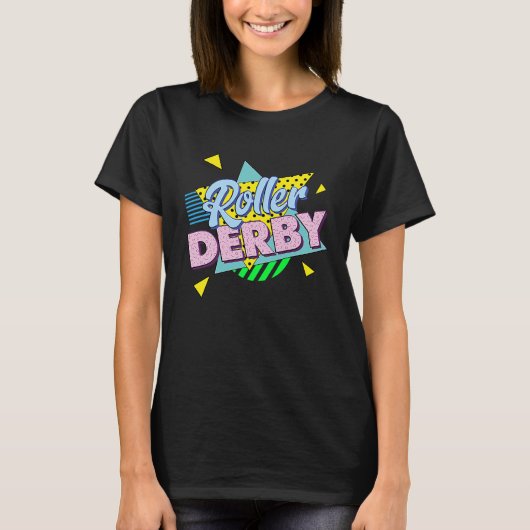 80s Retro Roller Derby Feest Roller Derby Voor V T-shirt (Voorkant)