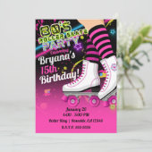 80's Retro Roller Schaatsen Schaats Roze Feestje  Kaart (Staand voorkant)
