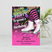 80's Retro Roller Skating Schaats Dark Skin Party Kaart (Staand voorkant)