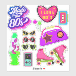  80s Retro Roze Geheugenitems Roller Schaatsen Sticker