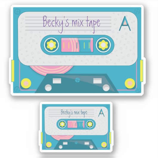 80s retro  schattig cassette sticker (Voorkant)