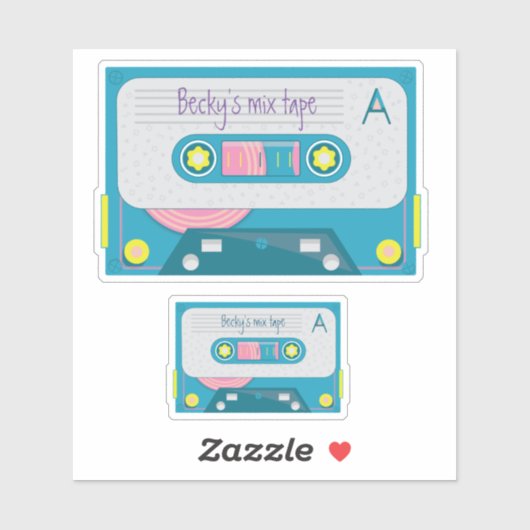 80s retro  schattig cassette sticker (Vel)