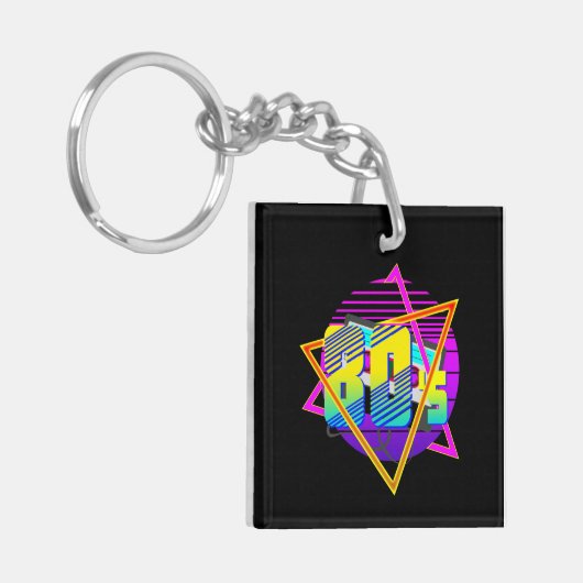 80's Retro  Sunset Sleutelhanger (Voorkant Links)