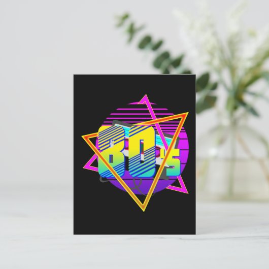 80's Retro  Sunset T-Shirt Briefkaart (Staand voorkant)