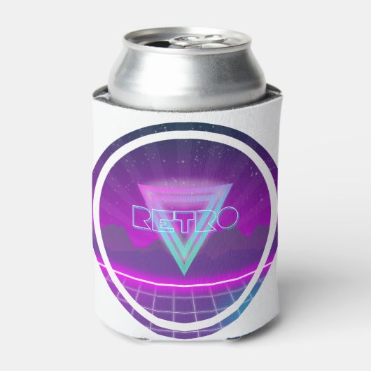 80s Retro Synthwave Grid Blikjeskoeler (Blikje Voorkant)