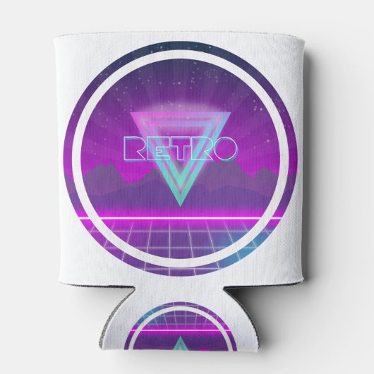 80s Retro Synthwave Grid Blikjeskoeler (Achterkant)