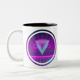 80s Retro Synthwave Net Tweekleurige Koffiemok