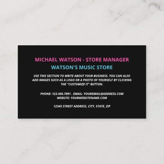 80's Retro-tape, muziekwinkel Visitekaartje (Achterkant)