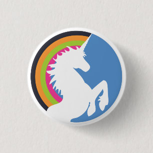 80's Retro Unicorn en Rainbow-Button Ronde Button 3,2 Cm