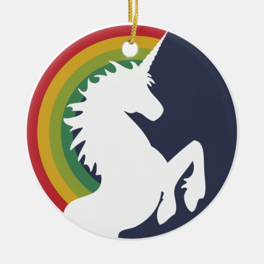 80's Retro Unicorn en Rainbow Ornament (Voorkant)