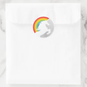 80's Retro Unicorn en Rainbow Redux 2022 Ronde Sticker (Tas)