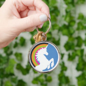 80's Retro Unicorn en Rainbow-Sleutelhanger Sleutelhanger (Hand)