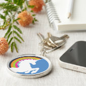 80's Retro Unicorn en Rainbow-Sleutelhanger Sleutelhanger (Zijkant)