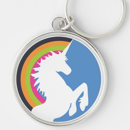 80's Retro Unicorn en Rainbow-Sleutelhanger Sleutelhanger (Voorkant)