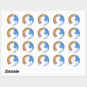 80's Retro Unicorn en Regenboogstickers Ronde Sticker (Vel)