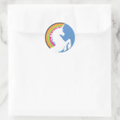 80's Retro Unicorn en Regenboogstickers Ronde Sticker (Tas)