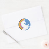 80's Retro Unicorn en Regenboogstickers Ronde Sticker (Envelop)