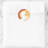 80's Retro Unicorn en Regenboogstickers Ronde Sticker (Tas)
