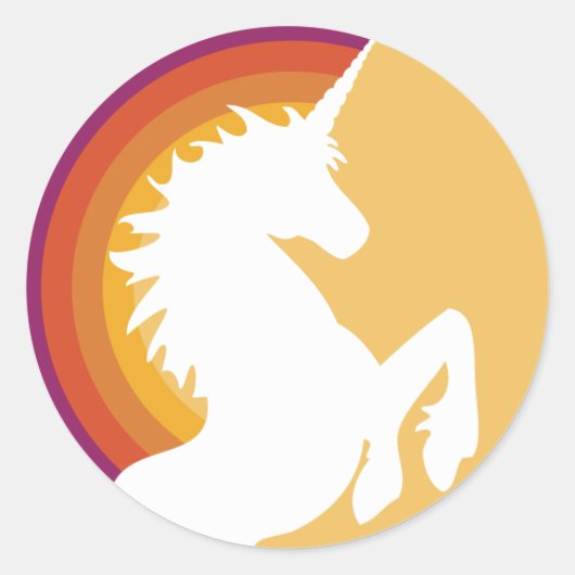 80's Retro Unicorn en Regenboogstickers Ronde Sticker (Voorkant)