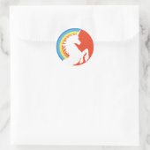 80's Retro Unicorn en Regenboogstickers Ronde Sticker (Tas)