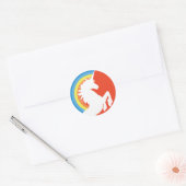 80's Retro Unicorn en Regenboogstickers Ronde Sticker (Envelop)
