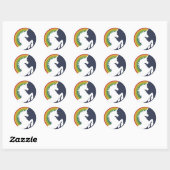 80's Retro Unicorn en Regenboogstickers Ronde Sticker (Vel)