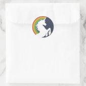 80's Retro Unicorn en Regenboogstickers Ronde Sticker (Tas)