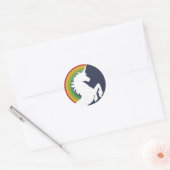 80's Retro Unicorn en Regenboogstickers Ronde Sticker (Envelop)