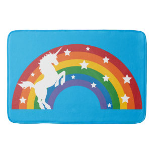 80's Retro Unicorn Rainbow Bath Mat