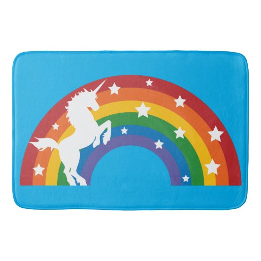 80's Retro Unicorn Rainbow Bath Mat (Voorkant)