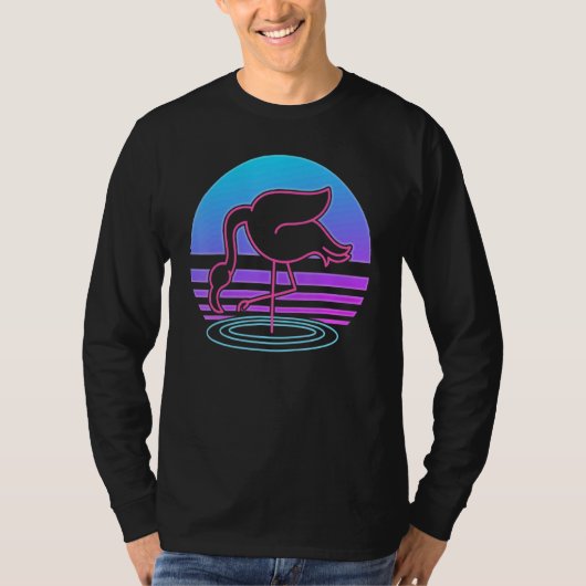 80s Retro Vaporwave Exotic Bird Synthwave Flamingo T-shirt (Voorkant)