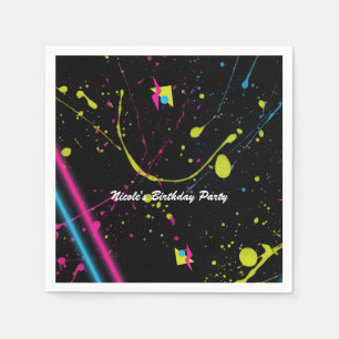 80's Retro Verjaardagsfeest Neon Glow Spatten Servet