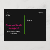 80's Retro Verjaardagsfeest Save The Date Briefkaa Aankondigingskaart (Achterkant)