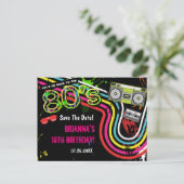 80's Retro Verjaardagsfeest Save The Date Briefkaa Aankondigingskaart (Staand voorkant)