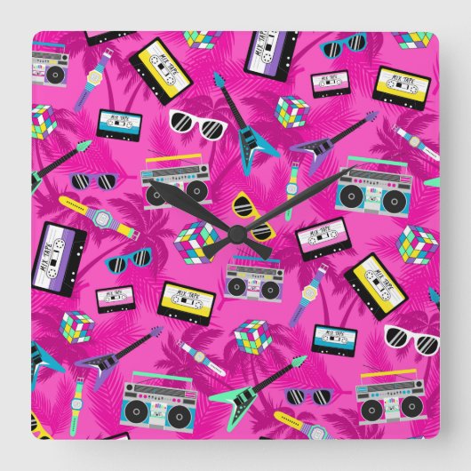 80s retro vierkante klok (Voorkant)