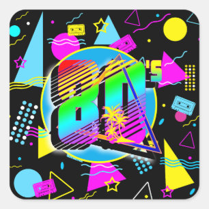 80'S RETRO VINTAGE OLD SCHOOL STIJL VIERKANTE STICKER