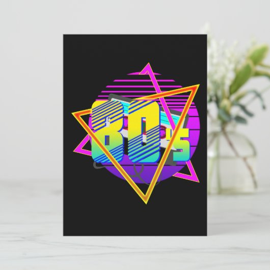 80's Retro Vintage Zonsondergang Kaart (Staand voorkant)