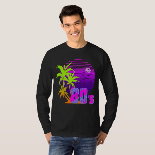 80's Retro Vintage Zonsondergang T-shirt (Voorkant volledig)