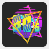 80's Retro Vintage Zonsondergang  Vierkante Sticker (Voorkant)