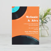 80s Retro Vinyl Record Foto Wedding Invitation Kaart (Staand voorkant)